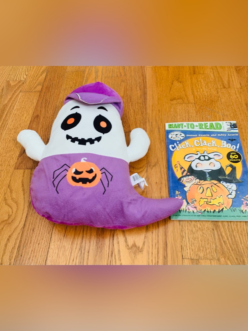 NWT Click Clack Boo Book Sticker Level 2 Step Reader & Halloween Ghost Plush EUC